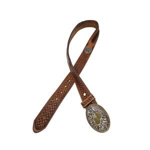Silver Creek Collection 36 Brown Leather Belt Heart Crumrine Belt Buckle Boho